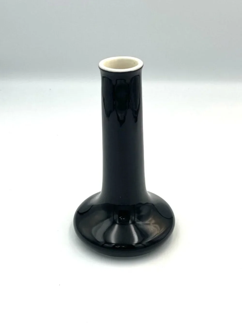 Vintage Hall Pottery Bud Vase Black White 6